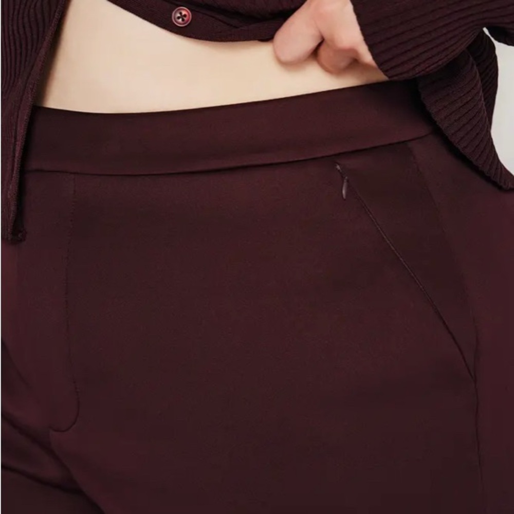 NWT GOOD AMERICAN Column Scuba Stretch Pants In Malbec003 Size 22 - Picture 2 of 11